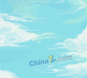 彩绘蓝天白云风景矢量素材